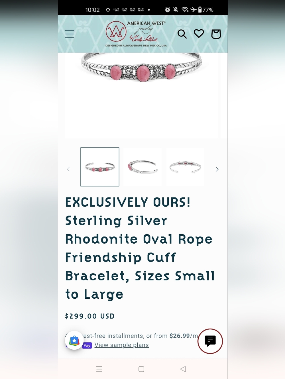 Carolyn Pollack Relios Sterling Silver Cuff Bracelet With Rhodonite Gemstones - Picture 10 of 11